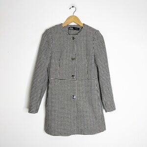 ZARA Houndstooth Tweed Jacket – Black & White – Size Small